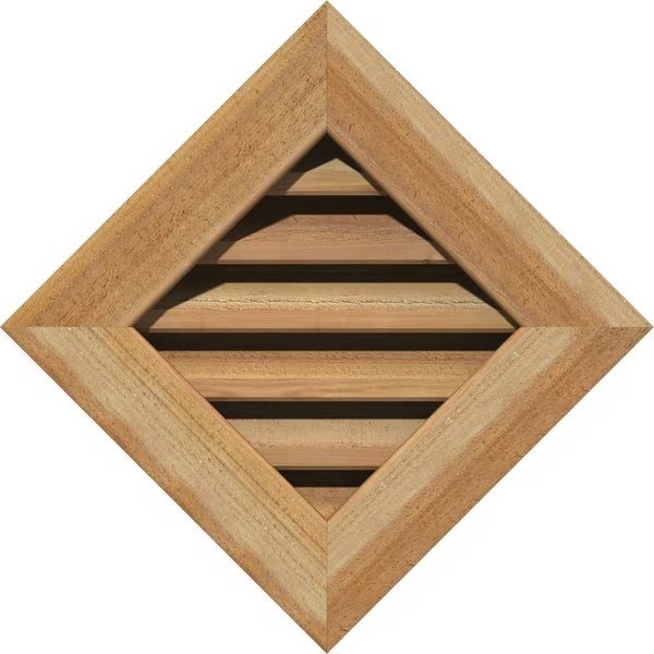 Diamond Gable Vent Functional, Western Red Cedar Gable Vent w/ 1